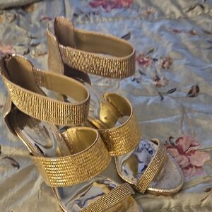 Chic Gold Strappy Heels